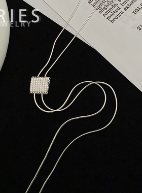 S925纯银设计感方块包包蛇骨链