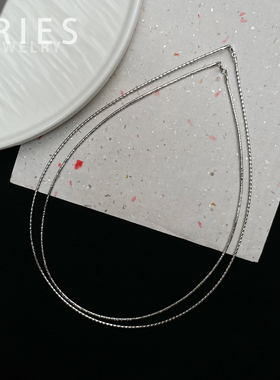 Aries 意大利进口车花工艺镭射记忆软项圈S925纯银简约高级感项链