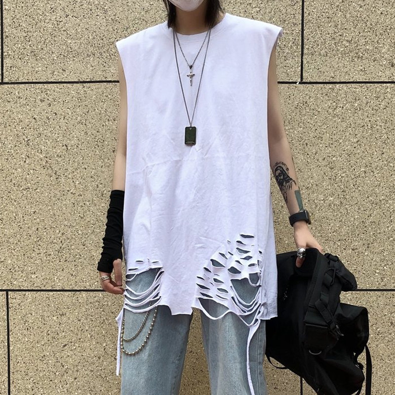 外穿背心夏季INS韩版宽松破洞上衣男女百搭原宿bf风内搭无袖t恤潮|msdalam kategori Butik wanita / wanita, Vest abah-abah - dari Buy2taobao.com untuk memberikan perkhidmatan ejen Taobao profesional membeli