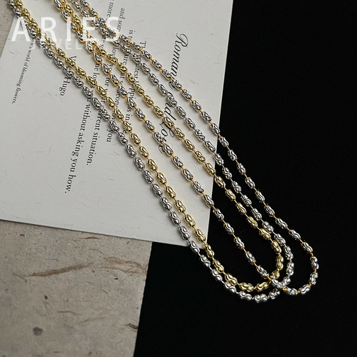 S925纯银车花橄榄珠女意大利项链