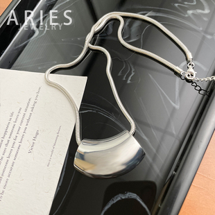 Aries 简约几何方块欧美金属风项链S925纯银小众个性时尚蛇骨链