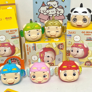 正版JAKI佳奇积木摸鱼猪猪侠盲盒袋GGBOND男神敲木鱼功德玩具礼物