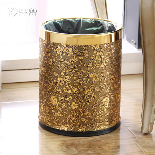垃圾桶中式皮革大号无盖复古