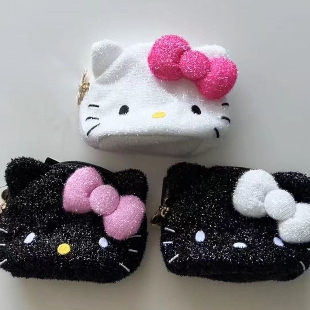 可爱卡通hello kitty零钱包凯蒂猫硬币包五十周年限定猫脸收纳包