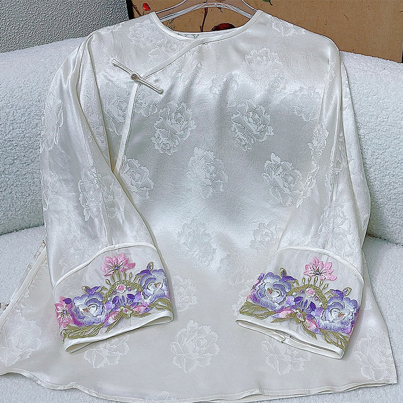新中式唐装汉服上衣提花打底小衫
