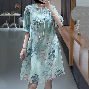 新中式唐装大码汉服改良版连衣裙