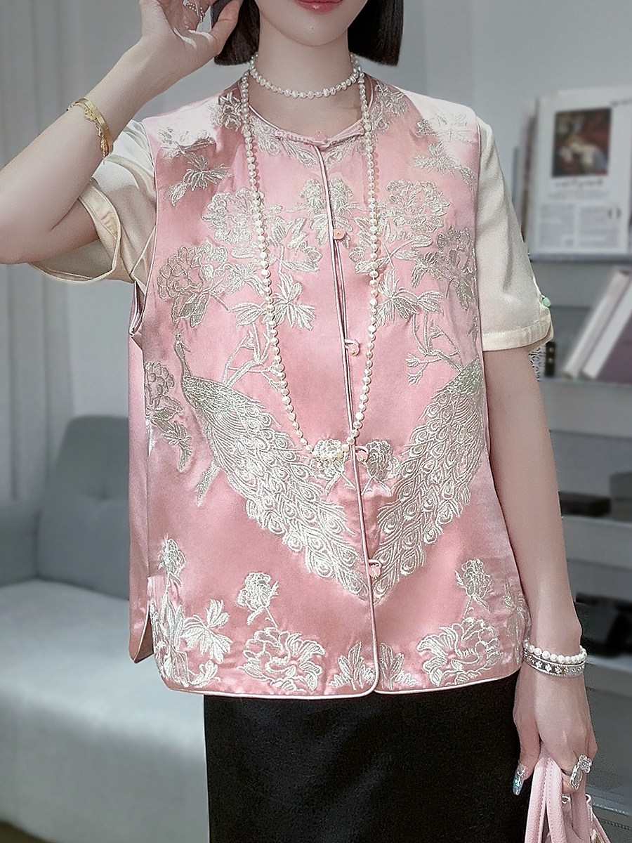 NEW CHINESE WOMENS TANG COSTUME HANFU NATIONAL STYLE VEST SHOULDER 2024 YOUNG TEMPERAMENT HORSE CLIP EMBROIDERED TOP SHIRT