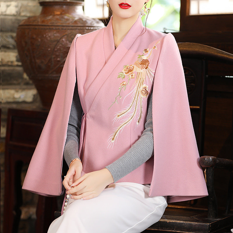 汉服女中国风秋冬毛呢外套短款复古马甲坎肩上衣古装披风披肩斗篷