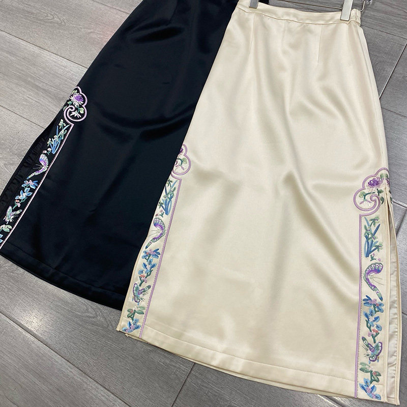 新中式裙子汉服高级感醋酸半身裙