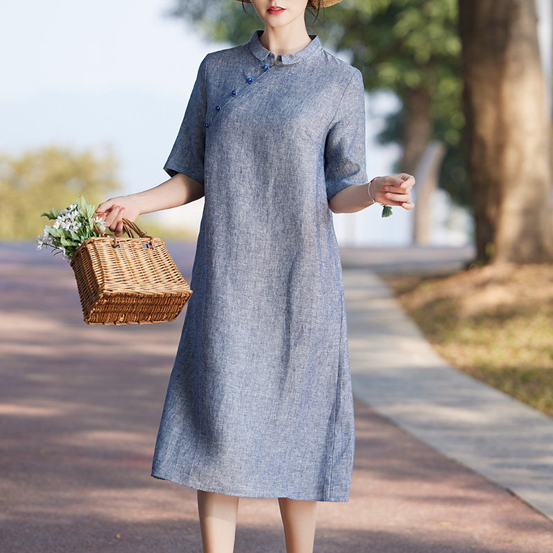 旗袍2025新款茶服新中式连衣裙