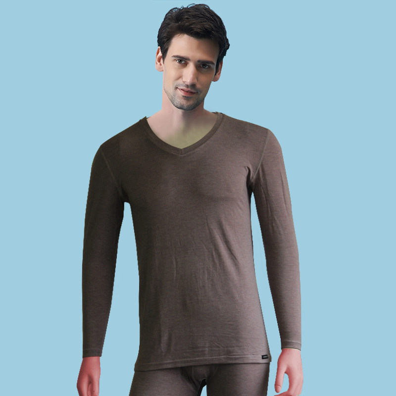 保暖套装安德露男士纯色V领