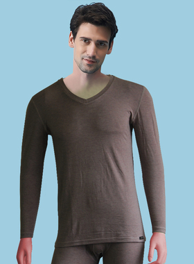 Underlook/安德露男士保暖套装男士纯色V领薄款打底套装MSW852