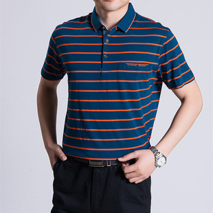 夏季中老年男士短袖体恤衫中年大码男装爸爸短袖T恤40-50岁中年人