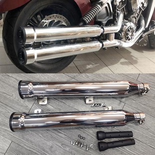 适用于印第安侦察兵bobber改装眼睛蛇排气管浑厚低沉尾段带消音器