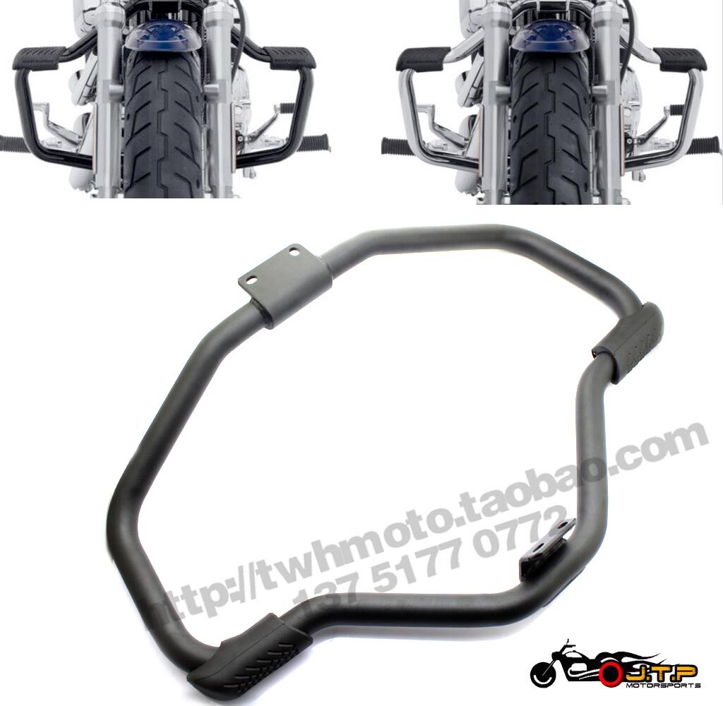 适用哈雷配件XL883 1200 X48 72改装保险杠 保护架加厚带护胶护杆