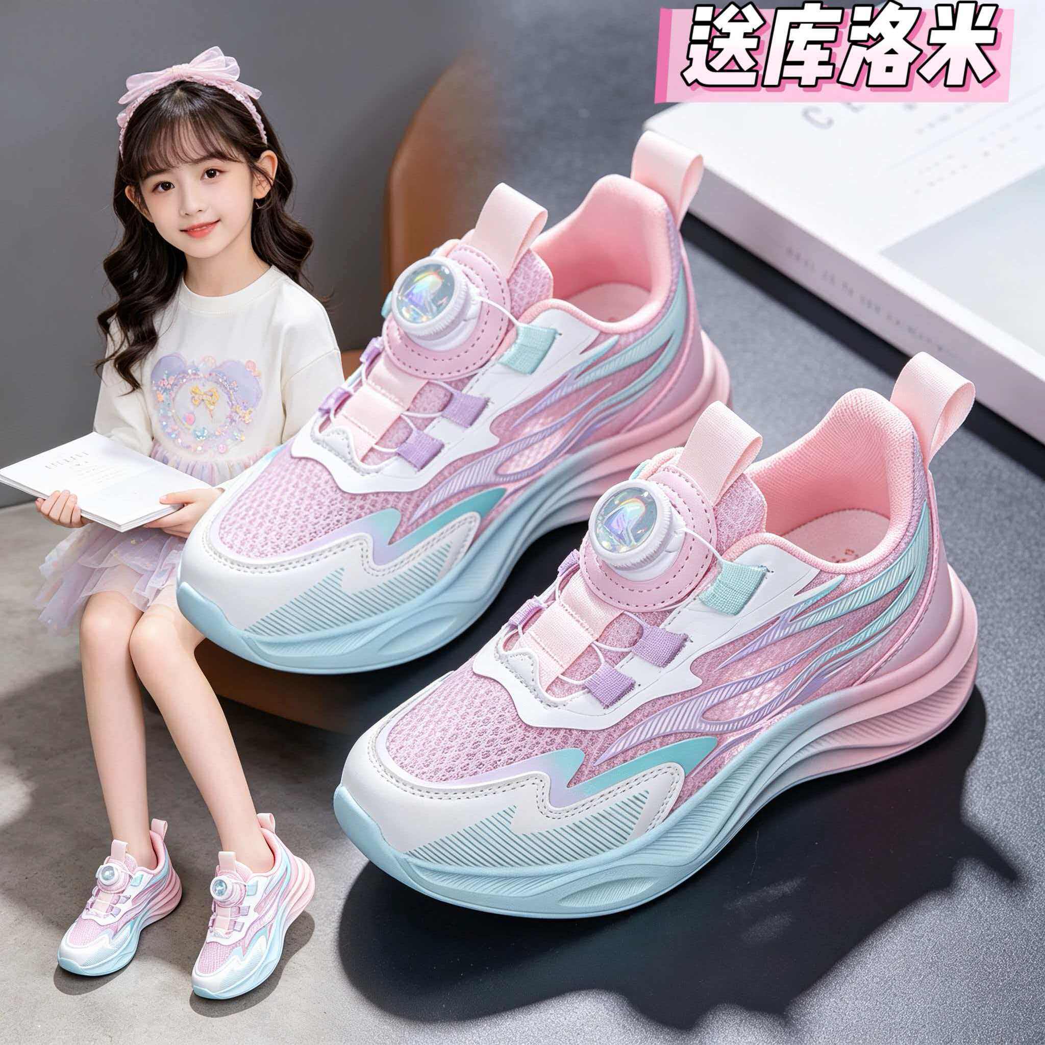儿童运动鞋女童单网鞋透气2026夏季新款中大童学生休闲跑步鞋女生