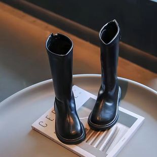 软底女童长靴2025秋冬季新款加绒皮靴儿童高筒靴宝宝洋气加绒棉靴