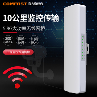 COMFAST 10公里监控工程CPE 5.8G大功率远距离传输300M无线网桥室外5 E312A POE摄像头供电AP