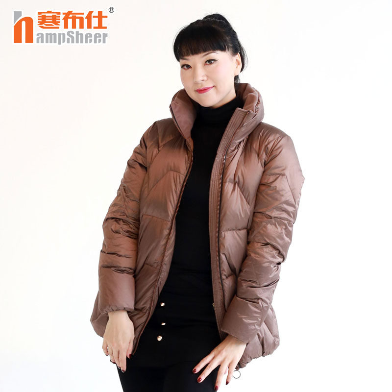 寒布仕中年女士鹅绒中长羽绒服加厚大码宽松韩版新款冬保暖20821