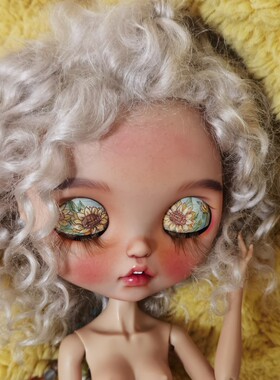 blythe小布马海毛小卷毛假发(百变DIY造型爆炸头假发）奶奶灰色