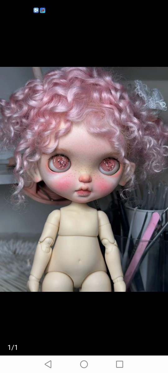 Blythe娃娃马海毛小卷毛爆炸头假发：粉色款(现货)快递发运