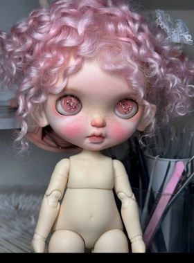 Blythe娃娃马海毛小卷毛爆炸头假发：粉色款(现货)快递发运