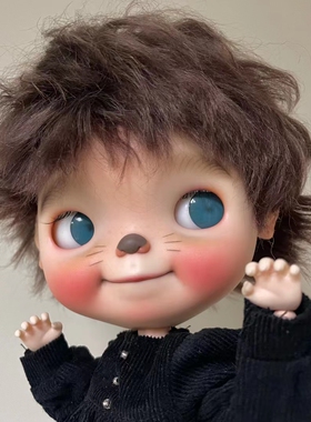 Amydoll，blythe，qbaby马海毛男孩假发（巧克力色）
