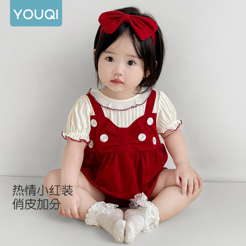 优奇婴儿连体衣夏季薄款洋气