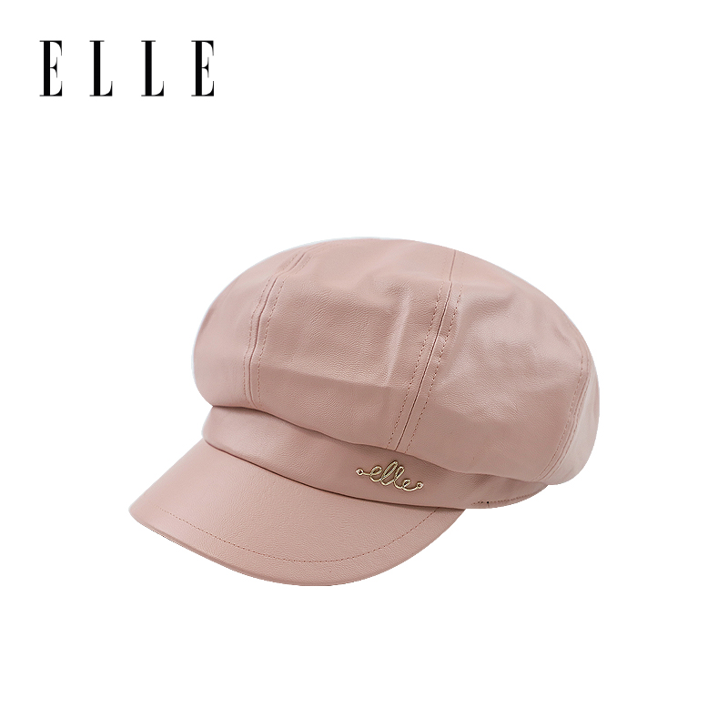 秋冬复古皮革鸭舌贝雷帽