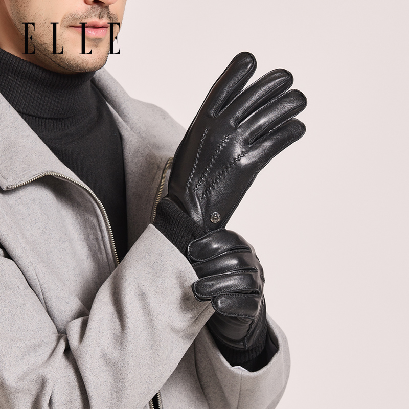 羊皮男士手套秋冬加绒真皮户外