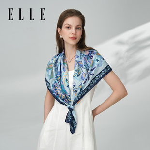 ELLE花卉印花大方巾女士夏季 百搭桑蚕丝莫代尔高级感真丝丝巾 时尚