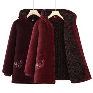 奶奶冬装加绒加厚外套中老年人棉衣女妈妈2025新款姥姥秋冬款上衣