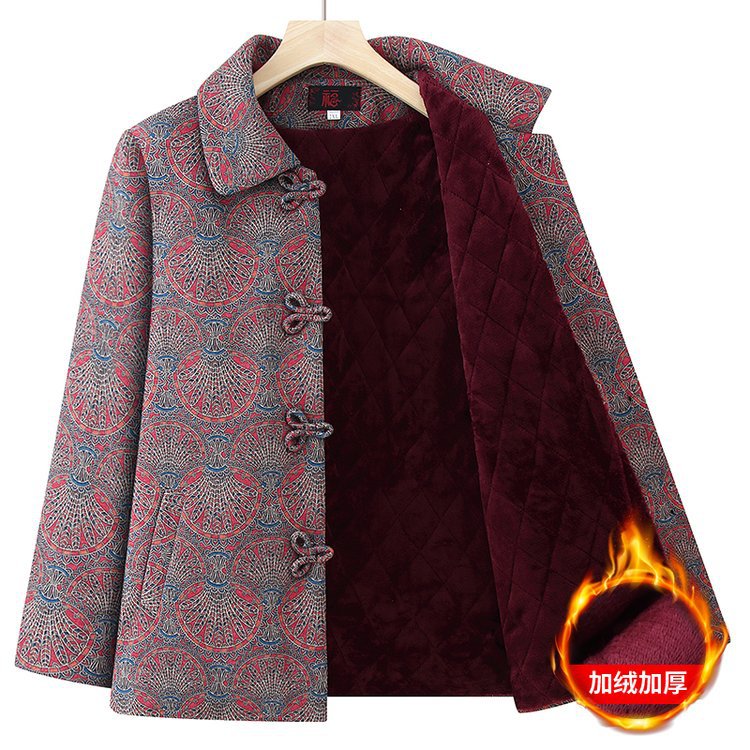 中老年人女冬装仿水貂绒外套妈妈气质棉袄奶奶装加绒加厚毛呢大衣