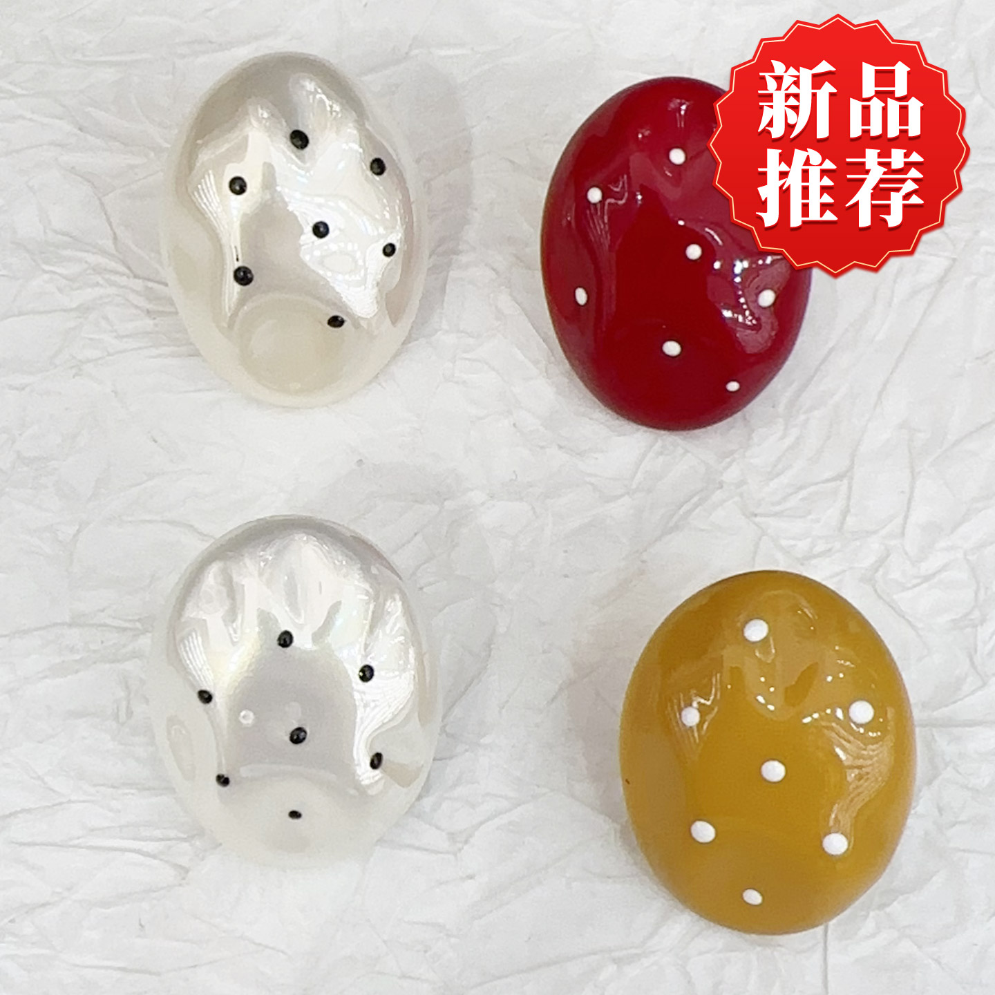 复古可爱波点椭圆树脂耳环多色