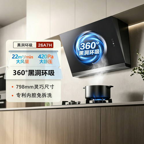老板26A7H/26A5SH侧吸厨房抽油烟机家用21A5H/21A6H烟灶套装