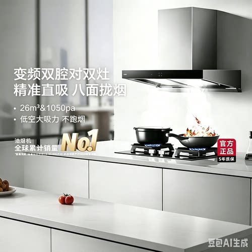 老板双子星63N0S顶吸吸油烟机厨房家用大吸力65X3S升级款烟灶套装