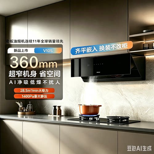 老板23A5S（V10S）家用抽油烟机侧吸式变频28.5大吸力烟灶套装