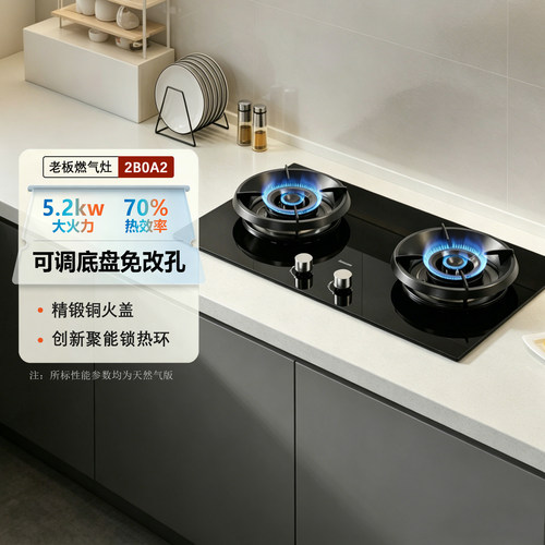 老板2B0A2/52B5N/55B7A家用天燃气液化气灶大火力台嵌两用灶具
