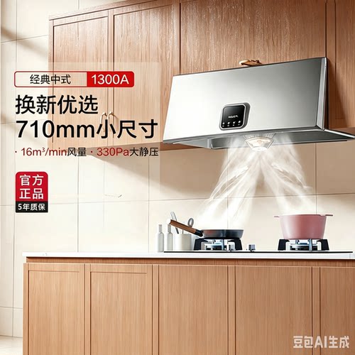 老板名气1300A中式抽油烟机换新免改柜家用厨房烟灶套装