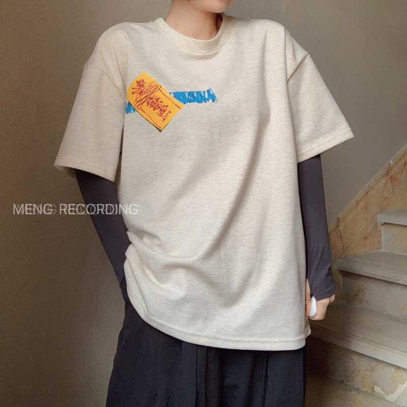 短袖原创印花厚85%涤纶15棉男女