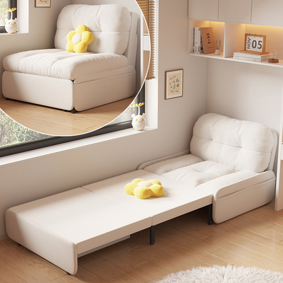 单人沙发床折叠两用奶油风小户型伸缩多功能阳台儿童书房留宿一米