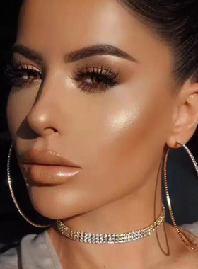 欧美范超大性感复古经典大圈圈满钻洋气百搭细钻显脸小大耳环hoop