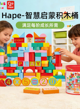 【新年礼物】Hape110粒积木拼搭拼装1岁婴儿木制儿童木头早教玩具