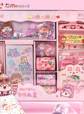MEATBALL肉球手帐礼盒女孩手工DIY胶带贴画儿童生日礼物女22586