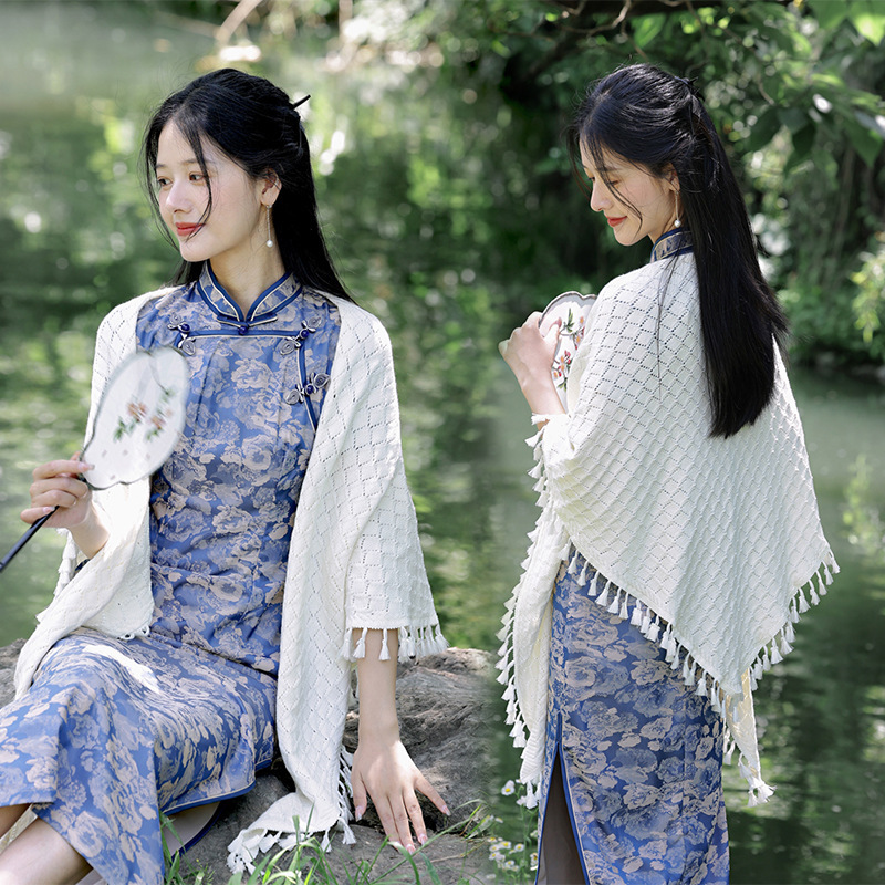 包芯纱披肩外搭女开衫斗篷