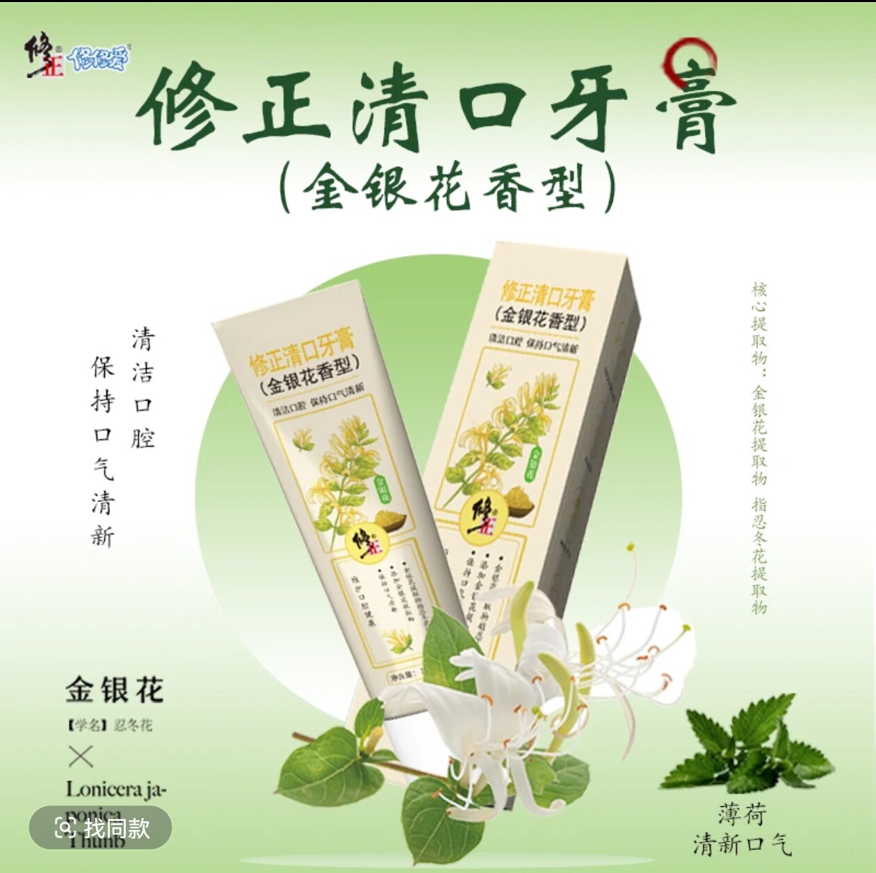 修正清口牙膏金银花香型/菊花香型清洁口腔上火牙龈