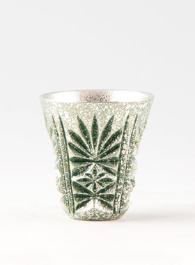日本制萨摩锡器鹿儿岛特产手工雕花烈酒杯日式酒盅45ml包邮绿色