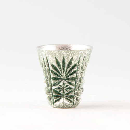 日本制萨摩锡器鹿儿岛特产手工雕花烈酒杯日式酒盅45ml包邮绿色