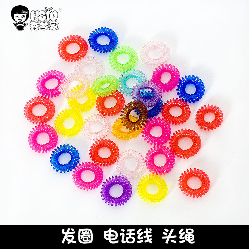 秀琴家黑电话线发圈韩版糖果色饰品花苞头发饰头饰女马尾头绳发绳