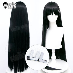 秀琴家 调月莉音cos假发 字母发卡 黑色长直齐刘海造型 碧蓝档案